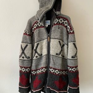 Wool Cardigan - Canada - Hockey Theme